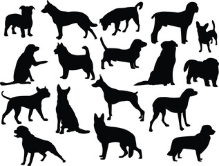 Wall Mural - dogs silhouette collection vector