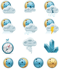 Poster - Set of the weather forecast related icons