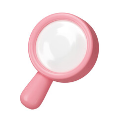 Poster - 3d Magnifying glass. minimal school icon. isolated on background, icon symbol clipping path. 3d render illustration