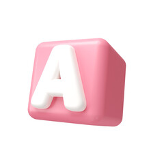 Poster - 3d pink A block wasps. minimal school icon. isolated on background, icon symbol clipping path. 3d render illustration