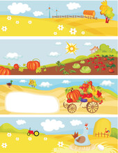 Vector Illustration Of A Farm Cards