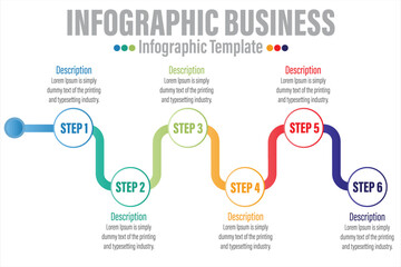 Aufkleber - Business vector infographic with 6 steps,six options, parts or processes for presentation
