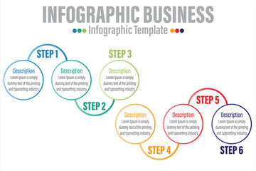 Aufkleber - Business data visualization.six 6 timeline steps or option infographic icons designed for abstract background template
