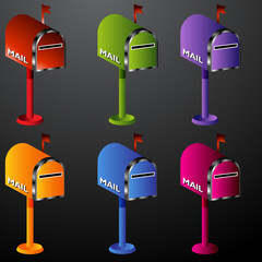 Wall Mural - An image of a mailbox icon set.