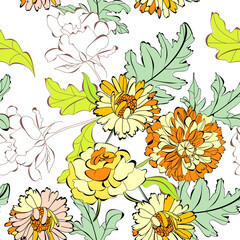 Poster - Floral seamless wallpaper