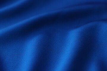 Wavy blue plain satin fabric for dressmaking as background