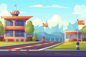 Canvas Print - vibrant city street with a bustling gas station Generative AI