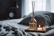 two lit candles placed on a bed Generative AI