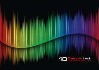 Wall Mural - Colorful Sound waveform (editable vector) on black