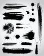Set of grungy brush strokes in black color.