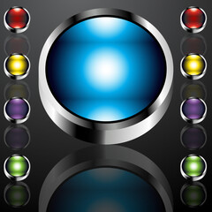 Poster - An image of big chrome buttons.