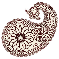 Canvas Print - Vector Hand-Drawn Abstract Henna (mehndi) Paisley Doodle Vector Illustration Design Elements.