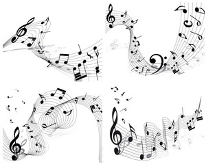 Sticker - Vector musical notes staff background for design use