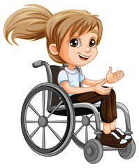 Canvas Print - Disable woman cartoon sitting on wheelchair