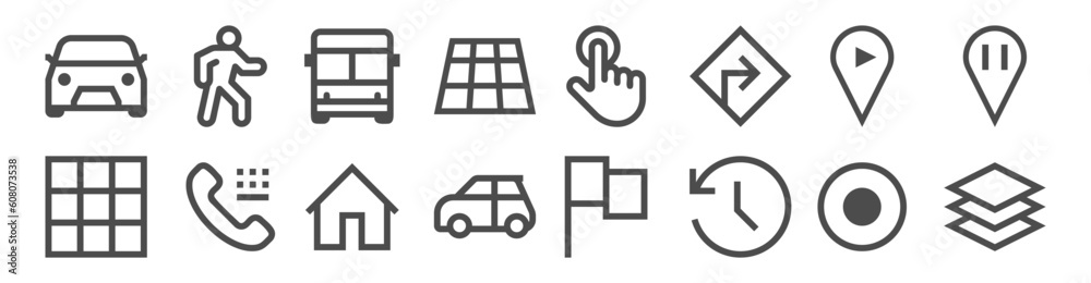 Simple outline sign navigation. GPS elements pack symbol template for ...