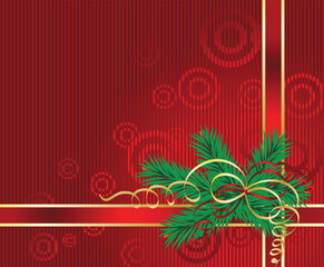 Sticker - vector christmas background with bells and tree