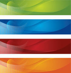 Poster - Set of 4 halftone and gradient banners. This image is a vector ilustration.