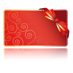 Sticker - greeting red card with bow