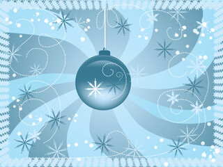 Wall Mural - vector christmas background with a ball in blue