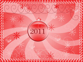 Sticker - vector christmas background with a ball in red