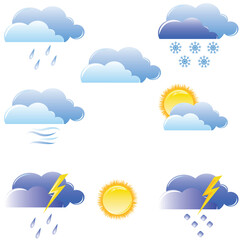 Wall Mural - Vector illustration of a weather icons set