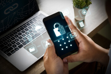 Poster - CYBER SECURITY Business technology Antivirus Alert Protection Security and Cyber Security Firewall Cybersecurity and information technology