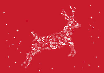 Poster - vector beautiful reindeer made of snowflakes and flowers