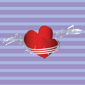 Valentine background, music & romance vector illustration