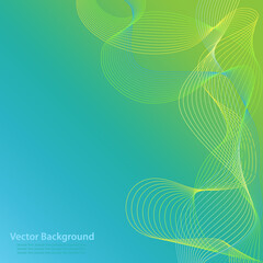 Poster - Vector green background with yellow, green and blue waves