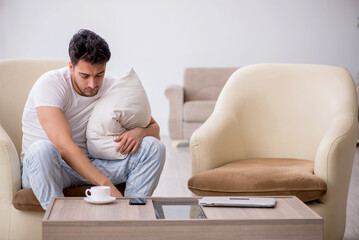 Poster - Young man starting day at home