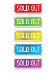 Sticker - Different color Sold out buttons isolated over a white background