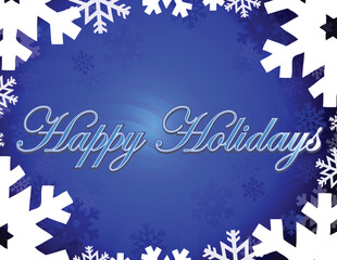 Sticker - Happy holidays themed background with snowflakes and stars vector