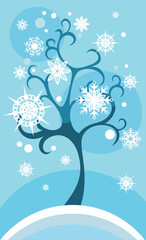 Sticker - vector illustration of a winter card