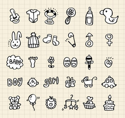 Sticker - hand draw baby element