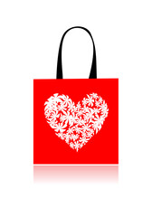 Canvas Print - Shopping bag design, floral heart shape