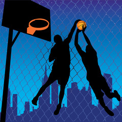 Wall Mural - vector illustration of basketball players