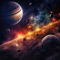 Wall Mural - alien world, deep space landscape