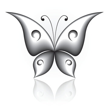 Vector illustration of black icon simply butterfly