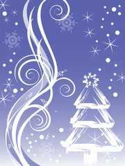 Sticker - vector eps10 illustration of a christmas tree on an abstract background