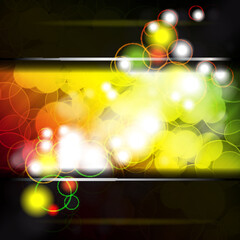 Poster - Multicolored transparent circles on a dark background.
