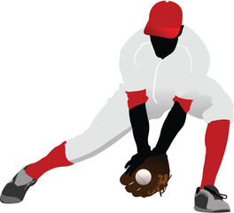 Wall Mural - Baseball player. Vector illustration