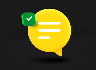 Aufkleber - Speech cloud with checkmark icon. 3d vector illustration
