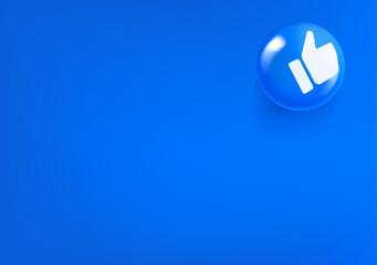 Aufkleber - Vector wallpaper with blue icon with thumbs up pictogram. 3d vector background with copy space