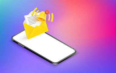 Poster - Mailing with mobile phone concept. Vector banner with copy space