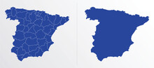 Spain Map Vector Illustration. Blue Color On White Background