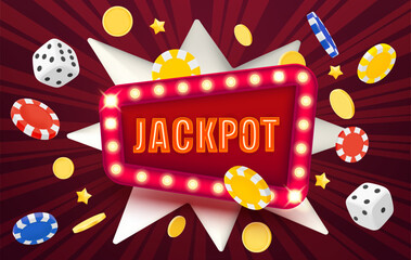Aufkleber - Winning jackpot concept with flying gambling elements. 3d vector illustration
