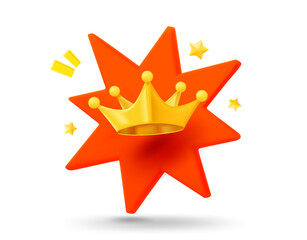 Fototapete - Shining gold crown with flash effect. 3d vector icon