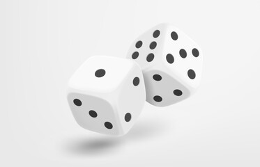 Aufkleber - White dice isolated on white background. Gamebling concept. 3d vector illustration