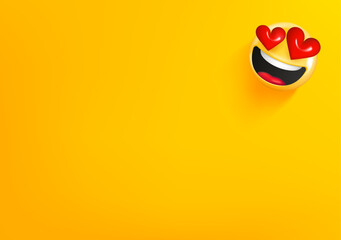 Aufkleber - Vector wallpaper with fall in love emoji. 3d vector background with copy space