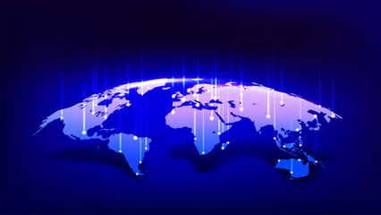 Aufkleber - World communication scheme woth shining points. Vector 3d illustration 